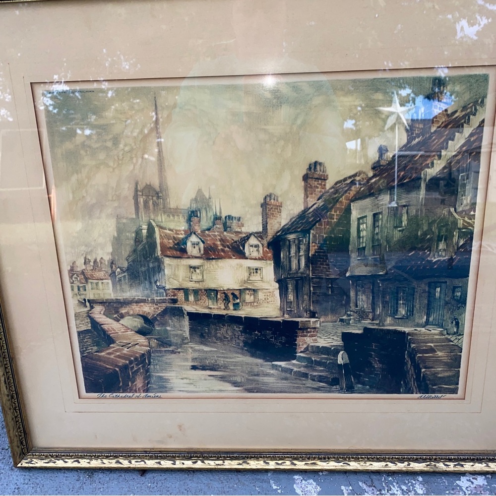 AL Mattel The Cathedral Of  Amiens framed 1960’s print 26”x22”.5 Wall art